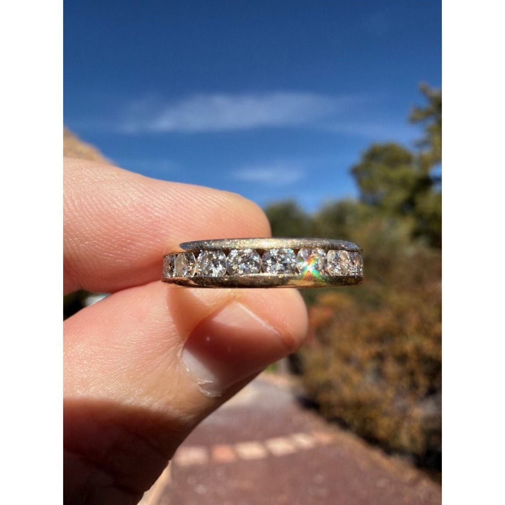 Vintage 14k Solid Gold Natural Channel Set Eternity Band Ring - 3.20g Size 6 - Picture 4 of 9